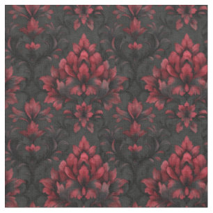 Tissu Rouge foncé et Moody & Noir Damask