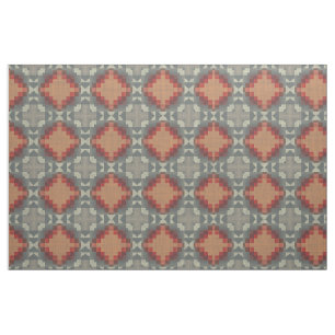 Tissu Rouge foncé Orange Taupe Beige Brown gris ethnique