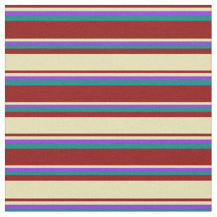 Tissu Rouge foncé, Tan, Violet et Turquoise