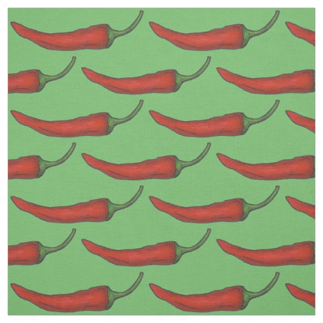 Tissu Rouge Hot Cayenne Chili Peppers Fabric de poivre (Échantillon)