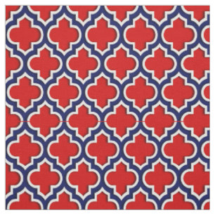 Tissu Rouge, Marocain Quatrefoil #5DS de bleu marine