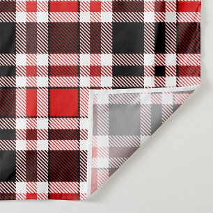 Tissu Rouge Noir Blanc Flannel Tartan Design Motif