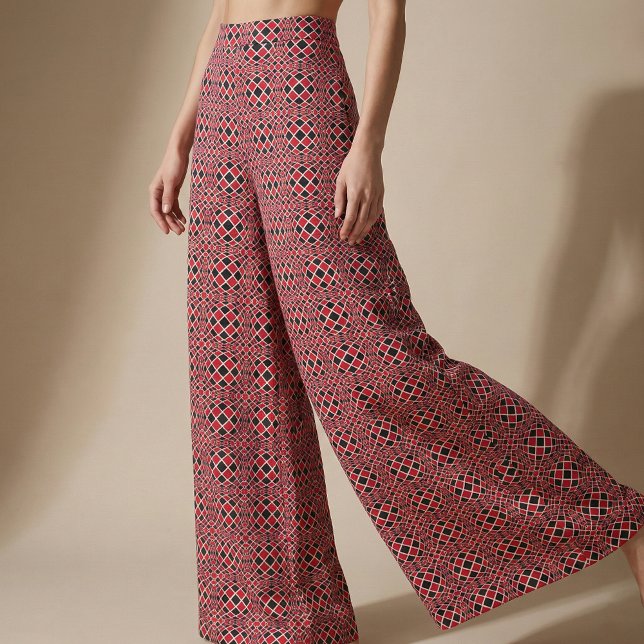 Tissu Rouge Noir Blanc Op Art Illusion Géométrique 3D (Créateur téléchargé)