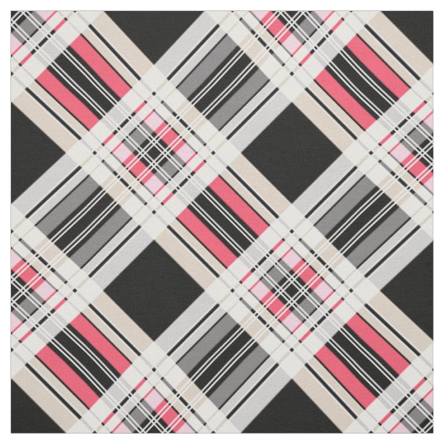 Tissu Rouge noir blanc plaid (Échantillon)