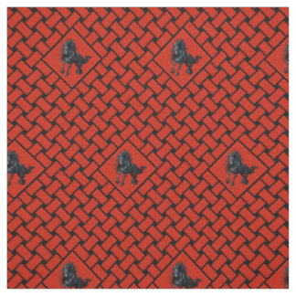 Tissu rouge/noir, diamant, cheval friésien 3"