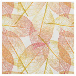 Tissu Rouge or Jaune Feuilles Automne saison Motif