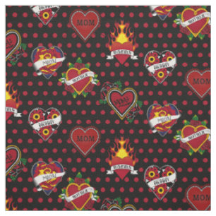 Tissu Rouge Polka Dotée Maman Tattoo