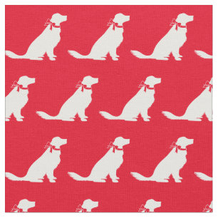 Tissu Rouge silhouette de chien d'extraction doré