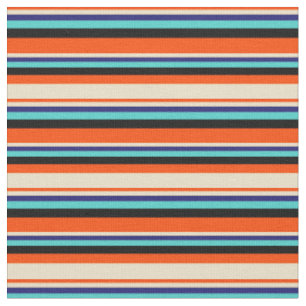 Tissu Rouge, Tan, Bleu de minuit, Turquoise et Noir