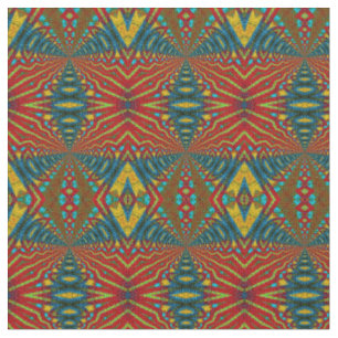 Tissu Rouge Turquoise Jaune moderne Ethnic Textile Triba