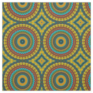 Tissu Rouge Turquoise Jaune moderne Ethnic Textile Triba