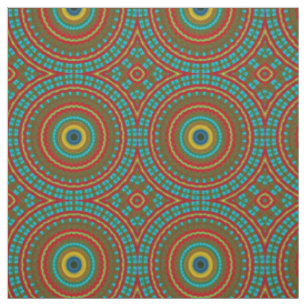 Tissu Rouge Turquoise Jaune moderne Ethnic Textile Triba