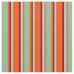 Tissu Rouge, Vert de la mer foncée, gris clair et marron