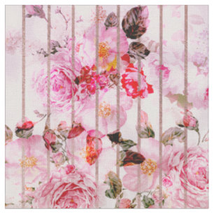 Tissu Rougissent les rayures modernes florales