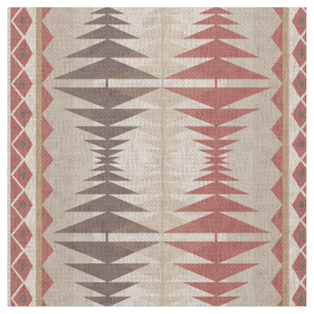 Tissu Rouille Rouge Taupe Beige Dark Brown Tribal Art (Fermer)