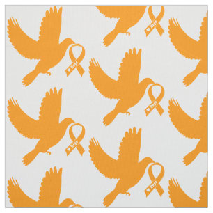 Tissu Ruban orange de conscience avec la colombe de