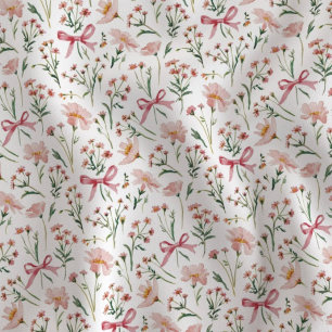 Tissu Rubans roses de fleurs sauvages florales