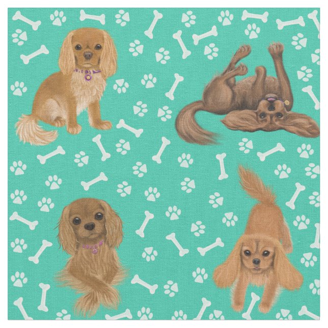 Tissu Ruby Cavalier King Charles Spaniel Fabric (Fermer)