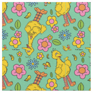 Tissu Rue Sésame Big Bird & Little Bird Motif