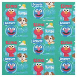Tissu Rue Sésame   Elmo, Tango, & Grover Park Graphic