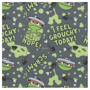 Tissu Rue Sésame Oscar the Grouch Phrase Motif