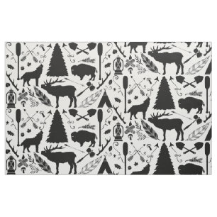 Tissu Russe Buffalo Deer Flèches loup Motif Woodland