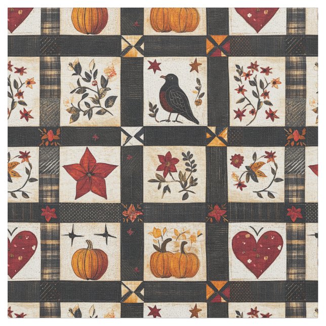 Tissu Rustic Fall Quilt Motif | Patchwork agricole (Fermer)