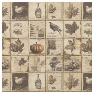 Tissu Rustique Automne Ephemera Collage Terre chaude (