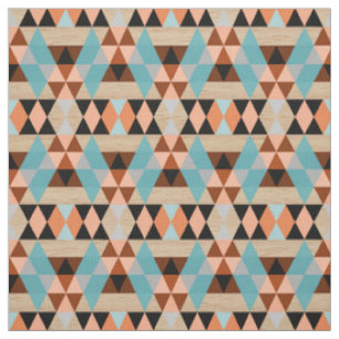 Tissu Rustique Carrés de diamant Triangles Motif d'art b