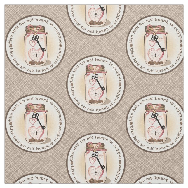 Tissu rustique de pot de maçon d'amants de café (Échantillon)