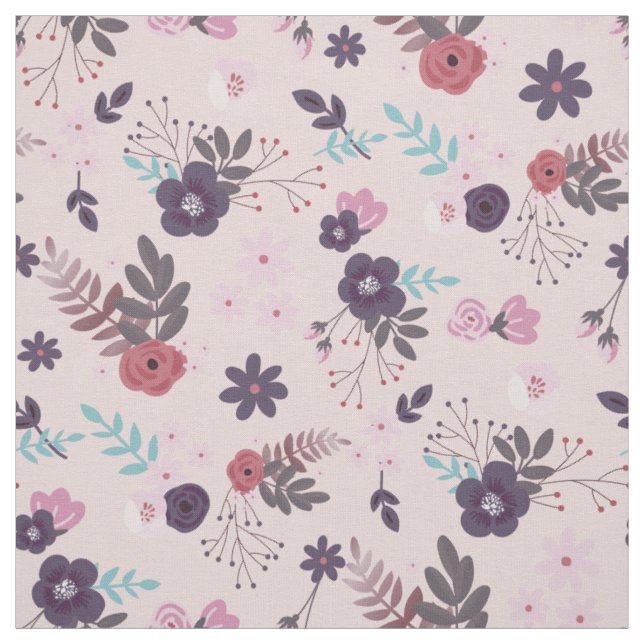 Tissu Rustique Mauve rose & Plum Floral Motif tendance (Échantillon)