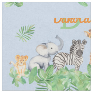 Tissu Safari Animaux de la jungle Monogramme vert b