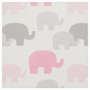 Tissu Safari Elephant rose Silhouette bébé fille