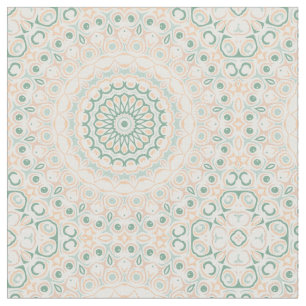 Tissu Sage Vert et Mandala aux tons de Pêche
