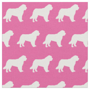 Tissu Saint Bernard Chien Silhouette Animal rose