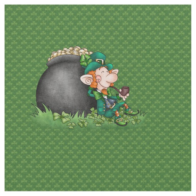 Tissu Saint Patrick's Day Leprecaun Pot d'or (Fermer)