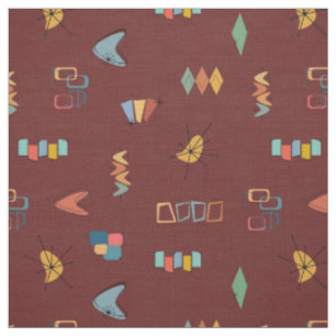 Tissu Sangria Texturée Moderne Milieu de Siècle