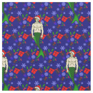 Tissu santa claus rousse merman ugly xmas mermaid cadeau