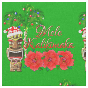 Tissu Santa Claus Tiki Mele Kalikimaka