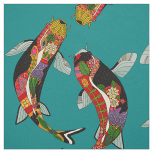 Tissu sarcelle d'hiver de koi