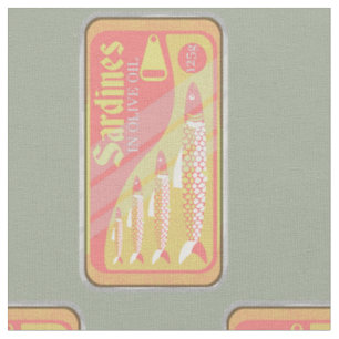 Tissu Sardines en style poster rétro