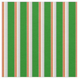 Tissu Saumon, Chocolat, Crème à la menthe, gris clair et