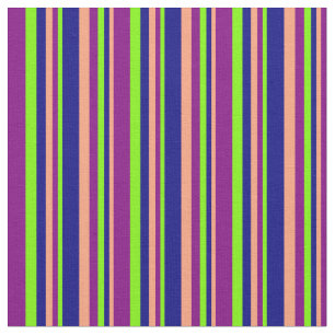 Tissu Saumon clair, Bleu, Vert & Violet