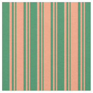 Tissu Saumon clair et Motif couleur vert mer