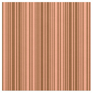 Tissu Saumon clair et Motif de couleur Brown des rayures