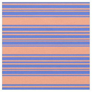 Tissu Saumon clair et Motif Royal Bleu Latéral/rayé