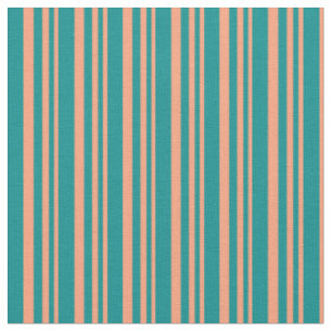 Tissu Saumon clair et rayures couleur cyan foncé