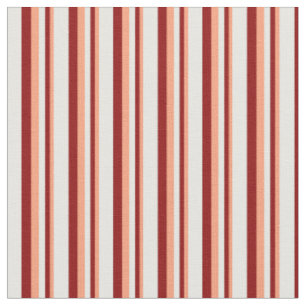 Tissu Saumon clair, lignes rouge foncé et crème à la men