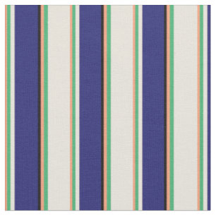 Tissu Saumon clair, Vert mer, Beige, Bleu & Noir