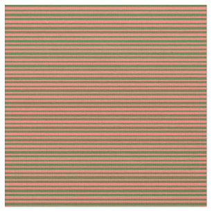 Tissu Saumon et Motif vert foncé d'olive